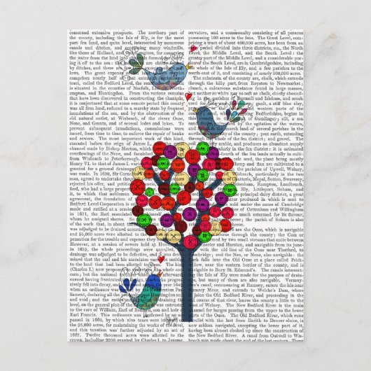 Button Tree und Birds Blue Postkarte (Vorderseite)