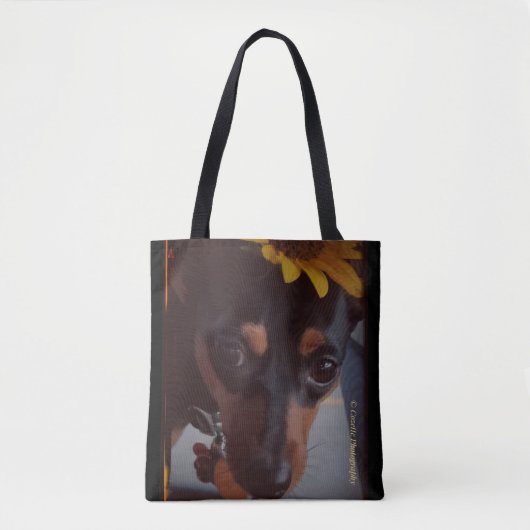 Button und Sonnenblumen Tasche (Vorderseite)