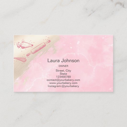 Button- und Whisky-Kuchen Bäckerei Rosa Visitenkarte (Rückseite)