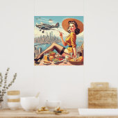 Button-up-Abbildung für Retro-Flugzeuge Poster (Küche)