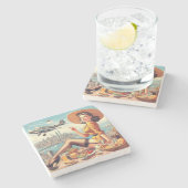 Button-up-Abbildung für Retro-Flugzeuge Steinuntersetzer (Seitenansicht)