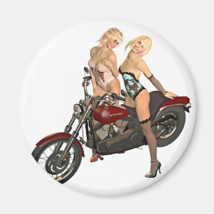 Button-up Bikermädchen Magnet