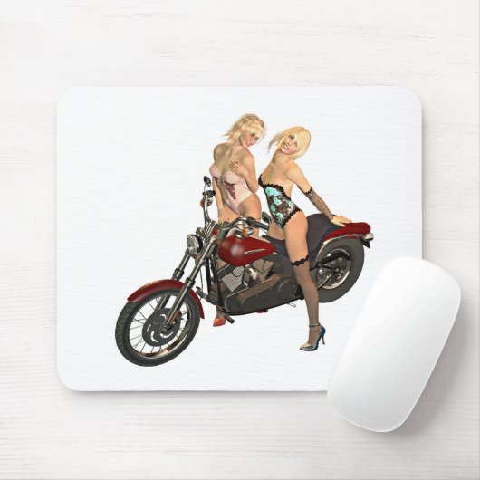 Button-up Bikermädchen Mousepad (Mit Mouse)