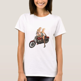 Button-up Bikermädchen T-Shirt