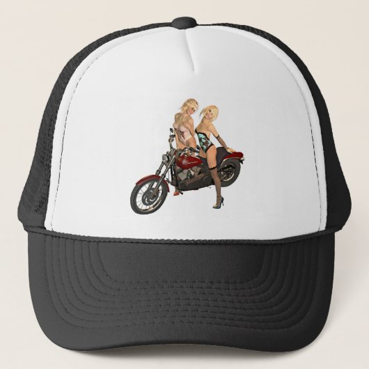 Button-up Bikermädchen Truckerkappe (Vorderseite)
