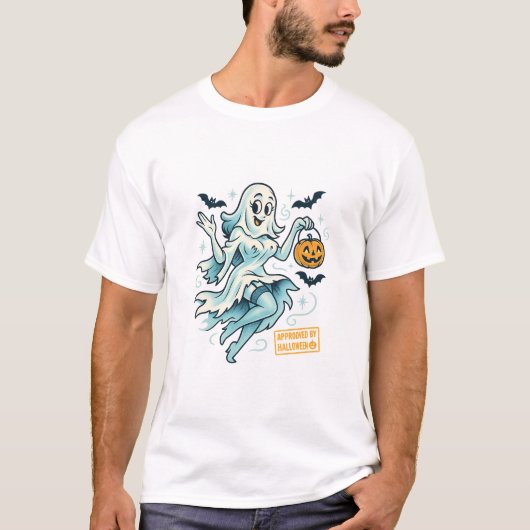 Button-Up Ghost Girl - Spooky Niedlich Halloween T-Shirt (Vorderseite)