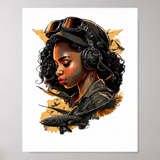Button-Up-Girl-Black-Bomber-Pilot Poster (Vorne)