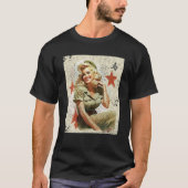 Button Up Girl Blonde WWII Graphic T Shirt (Vorderseite)