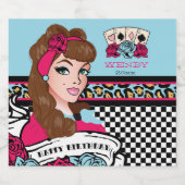 Button-up Girl, Checkered & Leopard Bierflaschenetikett (Einzelnes Label)