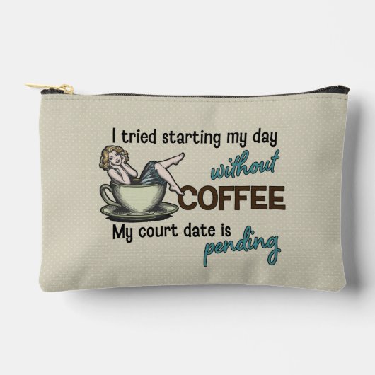 Button-up Girl Coffee Addict Accessoire Pouch Zubehörtasche (Vorderseite)
