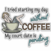 Button-up Girl Coffee Addict Aufkleber (Vorderseite)