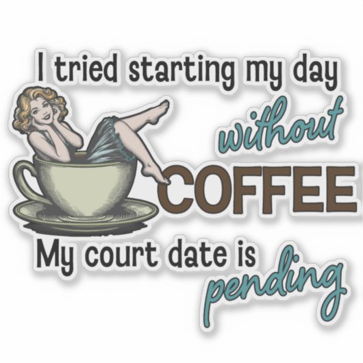 Button-up Girl Coffee Addict Aufkleber (Vorderseite)