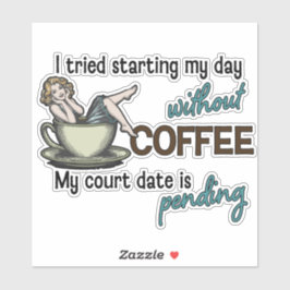 Button-up Girl Coffee Addict Aufkleber