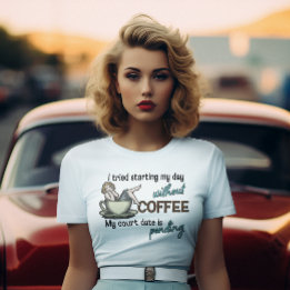 Button-up Girl Coffee Addict T-Shirt