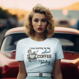 Button-up Girl Coffee Addict T-Shirt