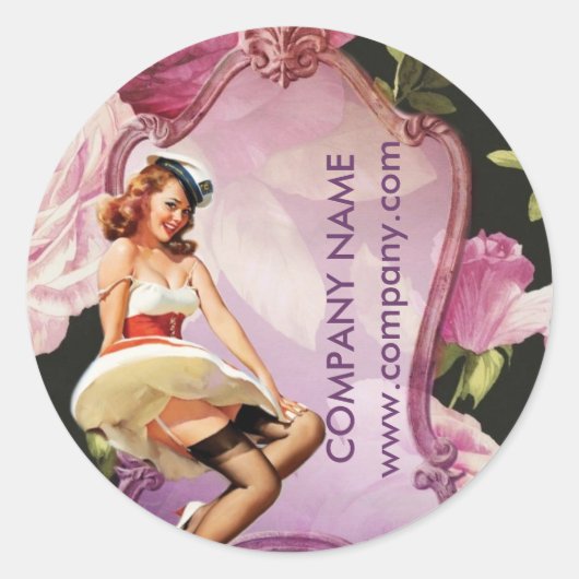 Button Up Girl Cosmetologist Haarkopfartist Runder Aufkleber (Vorderseite)