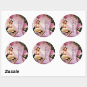 Button Up Girl Cosmetologist Haarkopfartist Runder Aufkleber (Blatt)