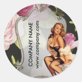 Button Up Girl Cosmetologist Haarkopfartist Runder Aufkleber