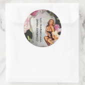 Button Up Girl Cosmetologist Haarkopfartist Runder Aufkleber (Tasche)
