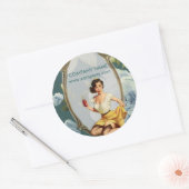 Button Up Girl Cosmetologist Haarkopfartist Runder Aufkleber (Umschlag)