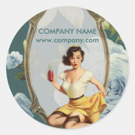 Button Up Girl Cosmetologist Haarkopfartist Runder Aufkleber