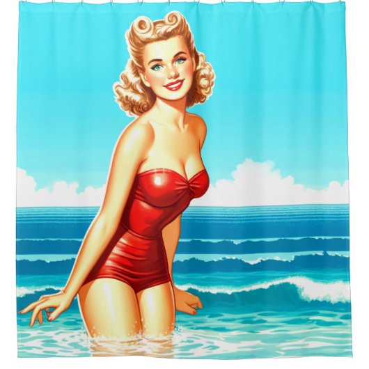 Button Up Girl Duschvorhang (Vorderseite)