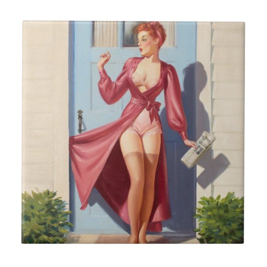 Button-Up-Girl Fliese (Vorderseite)