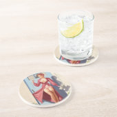 Button-Up-Girl Getränkeuntersetzer (Seite)