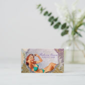 Button Up Girl Hair Makeup Stylist Salon Visitenkarte (Stehend Vorderseite)