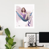 Button-Up Girl Illustration Poster (Heimbüro)
