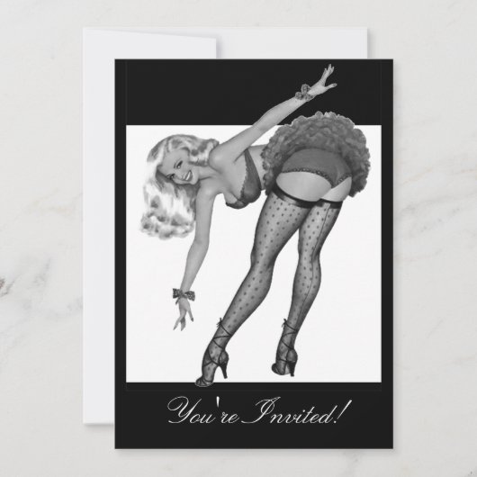 Button-Up Girl im Schwarz-Weiß-Stil 19 Einladung (Vorderseite)
