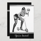 Button-Up-Girl im Schwarz-Weiß-Stil 1 Einladung (Vorne/Hinten)