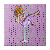 Button-up Girl in einem Martini-Untersetzer (rot) Fliese (Vorderseite)