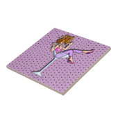 Button-up Girl in einem Martini-Untersetzer (rot) Fliese (Seite)