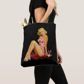 'Button Up Girl' niedlich, sexy, schwarze Tote Bag Tasche (Von Nahem)