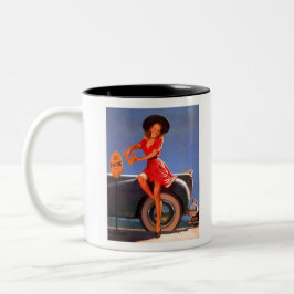 Button Up Girl NO PARKING Zweifarbige Tasse