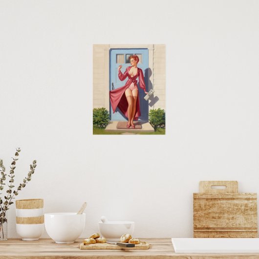 Button-Up-Girl Poster (Küche)