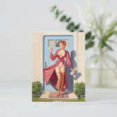 Button-Up-Girl Postkarte (Stehend Vorderseite)