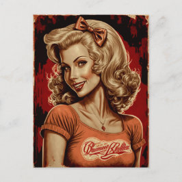 Button-Up Girl Retro Postcard - Vintager Stil Postkarte