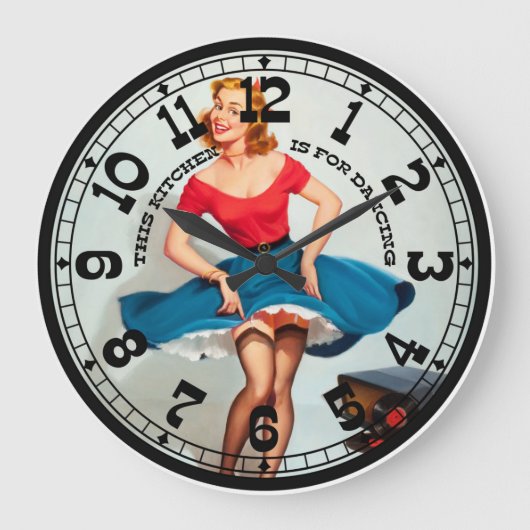Button-Up-Girl-Wall-Uhr Große Wanduhr (Vorderseite)