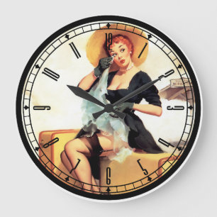 Button-Up-Girl-Wall-Uhr Große Wanduhr
