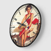 Button-Up-Girl-Wall-Uhr Große Wanduhr (Winkel)