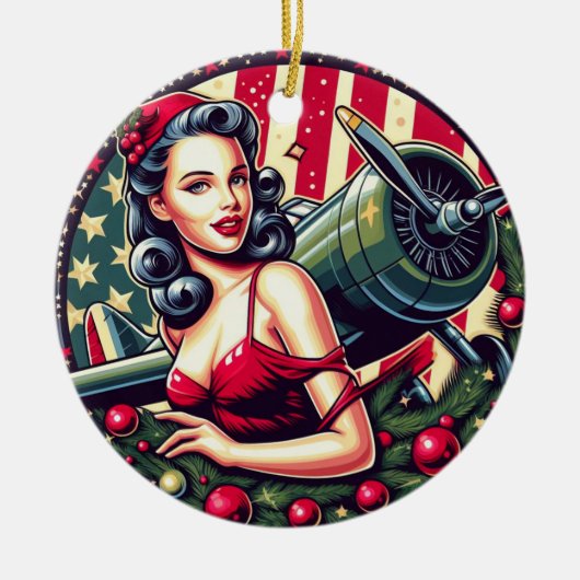 Button-up Girl Weihnachtsdekoration Keramik Ornament (Vorne)