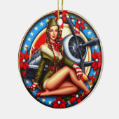Button-up Girl Weihnachtsdekoration Keramik Ornament (Links)