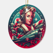 Button-up Girl Weihnachtsdekoration Keramik Ornament (Links)