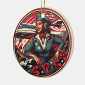Button-up Girl Weihnachtsdekoration Keramik Ornament (Links)