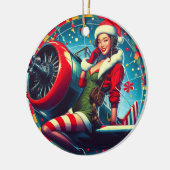 Button-up Girl Weihnachtsdekoration Keramik Ornament (Links)