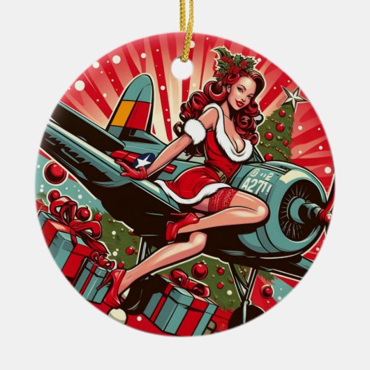 Button-up Girl Weihnachtsdekoration Keramik Ornament (Vorne)