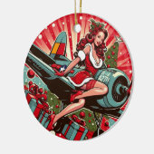 Button-up Girl Weihnachtsdekoration Keramik Ornament (Links)