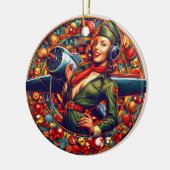 Button-up Girl Weihnachtsdekoration Keramik Ornament (Links)